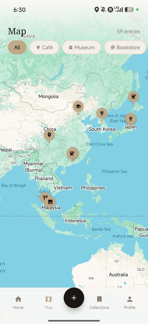 Kiro Book Asia map screen