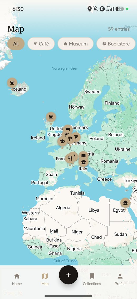 Kiro Book Europe map screen